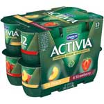 DANNON ACTIVIA PEACH/STRAWBERRY 12PK